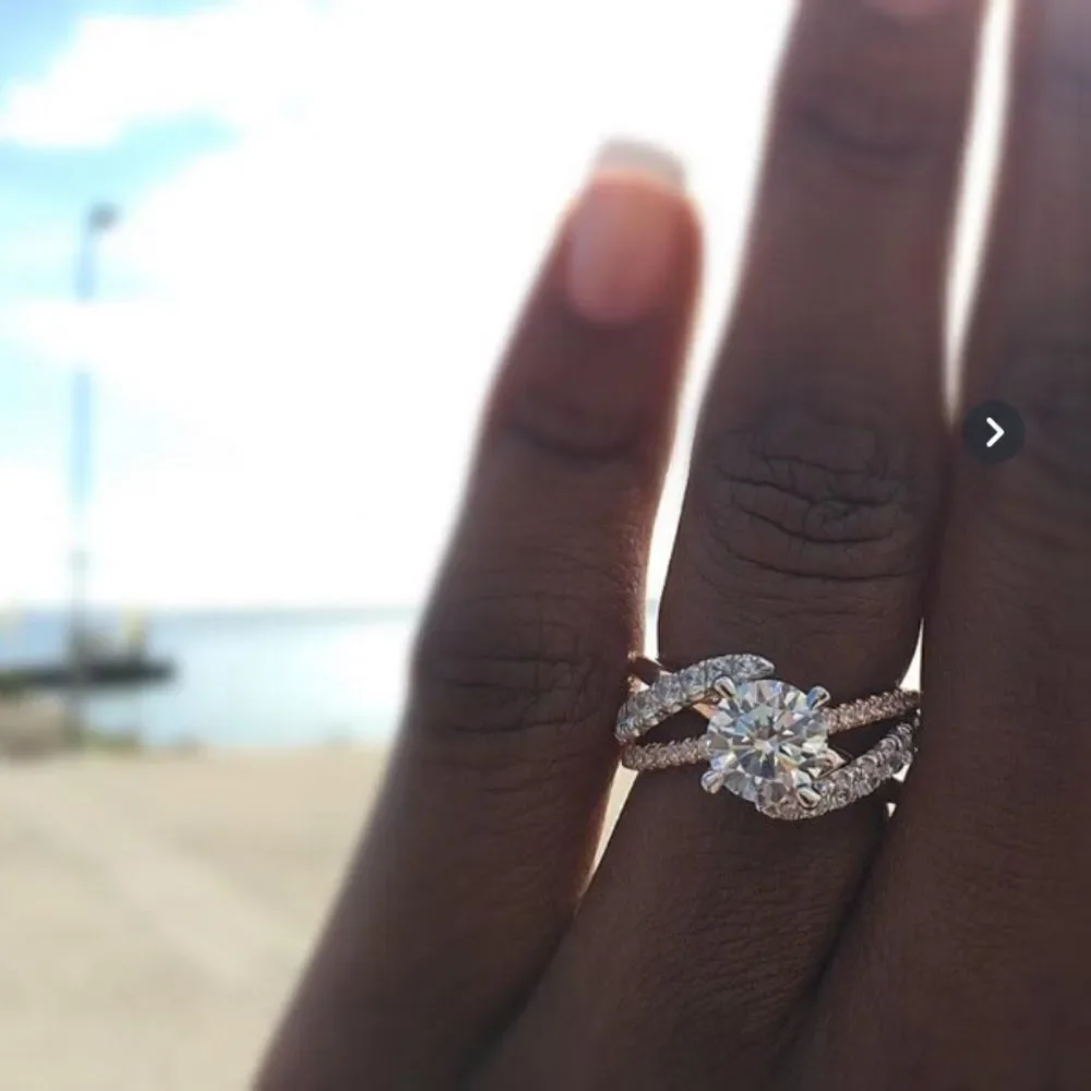 Ring 18K Rose Gold Diamond 5 7 - Picture 6 of 15